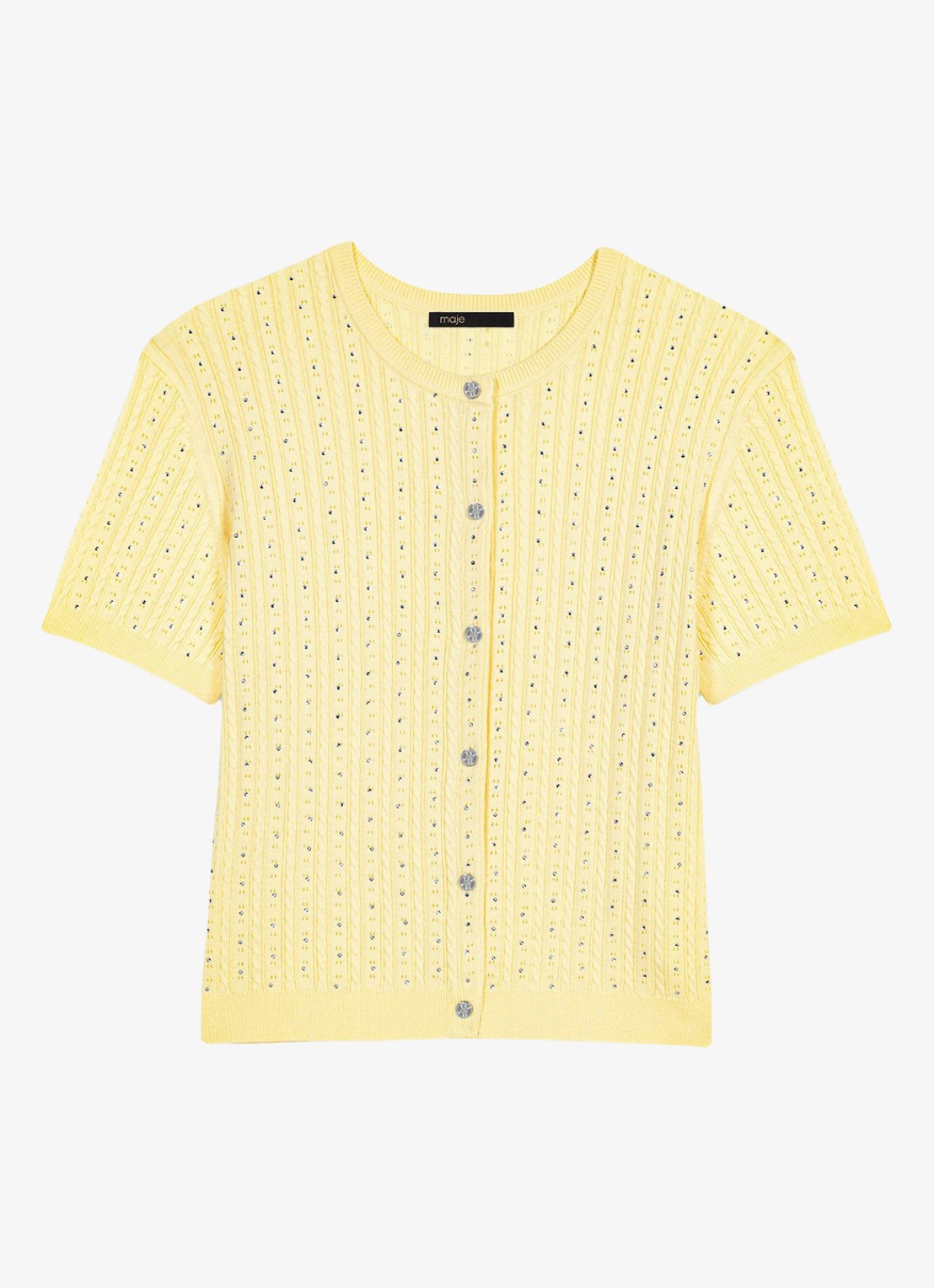 Maje Mapilo vest in zijdeblend met strass - voorkant geel