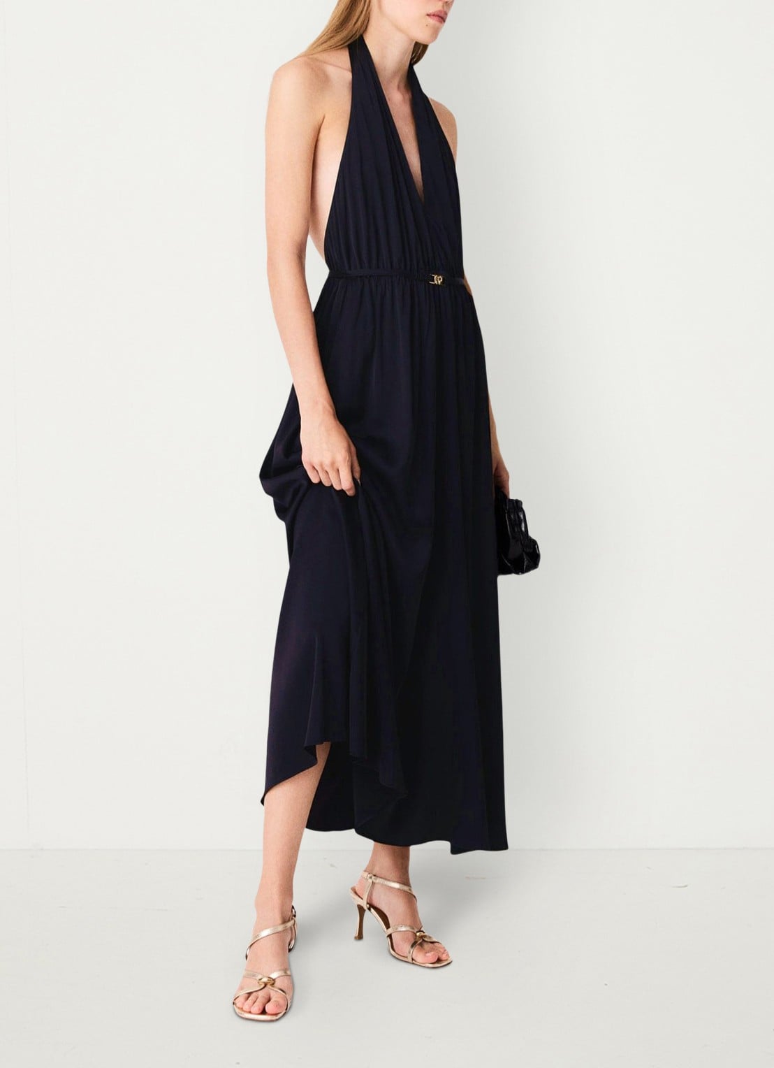 Maje Maxi halter jurk - detail 4 zwart