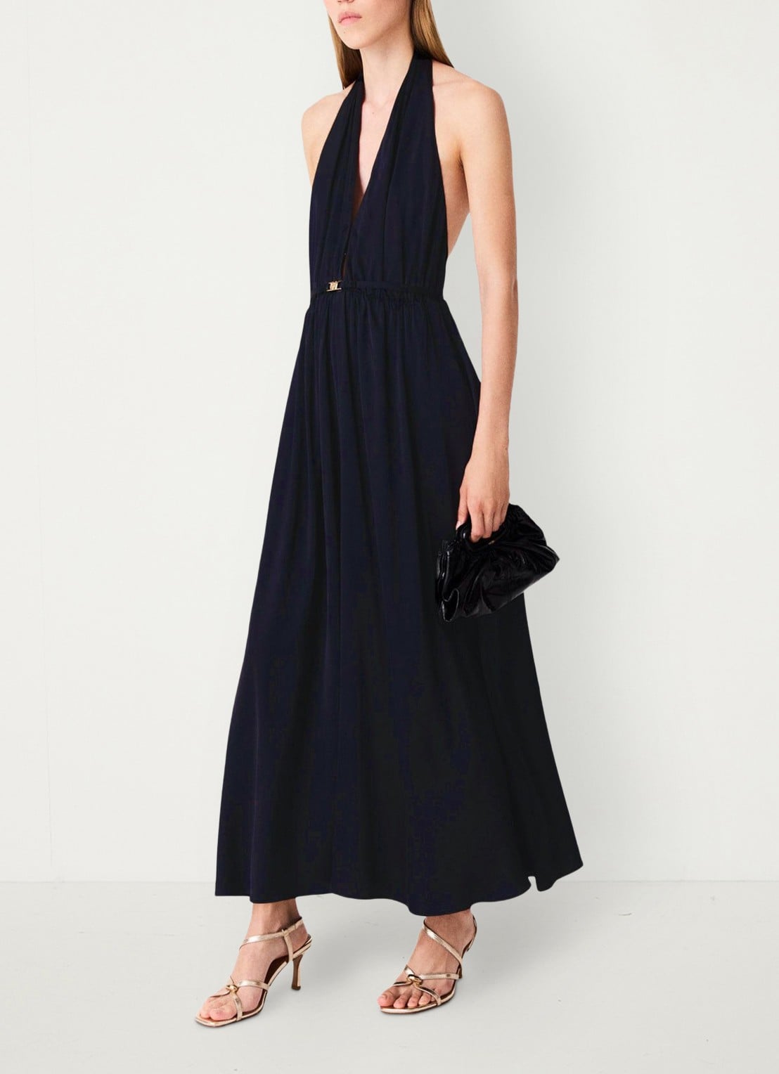 Maje Maxi halter jurk - detail 5 zwart