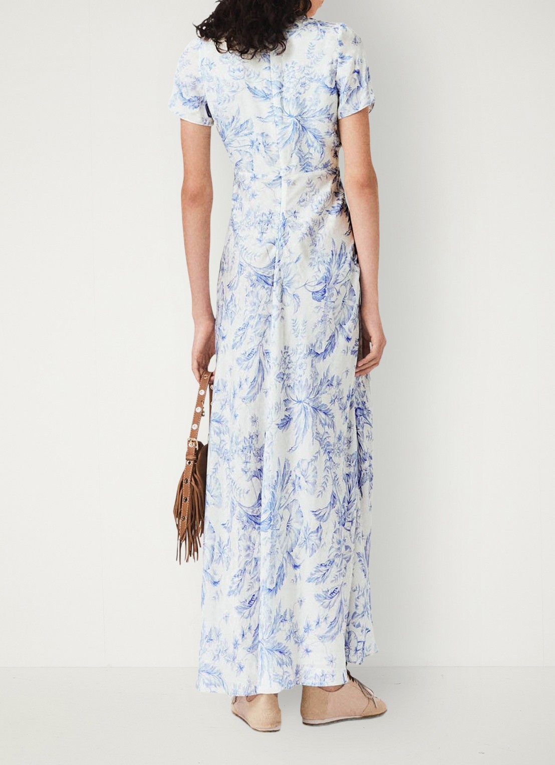 Maje Maxi jurk met V-hals en print - achterkant 8 blauw