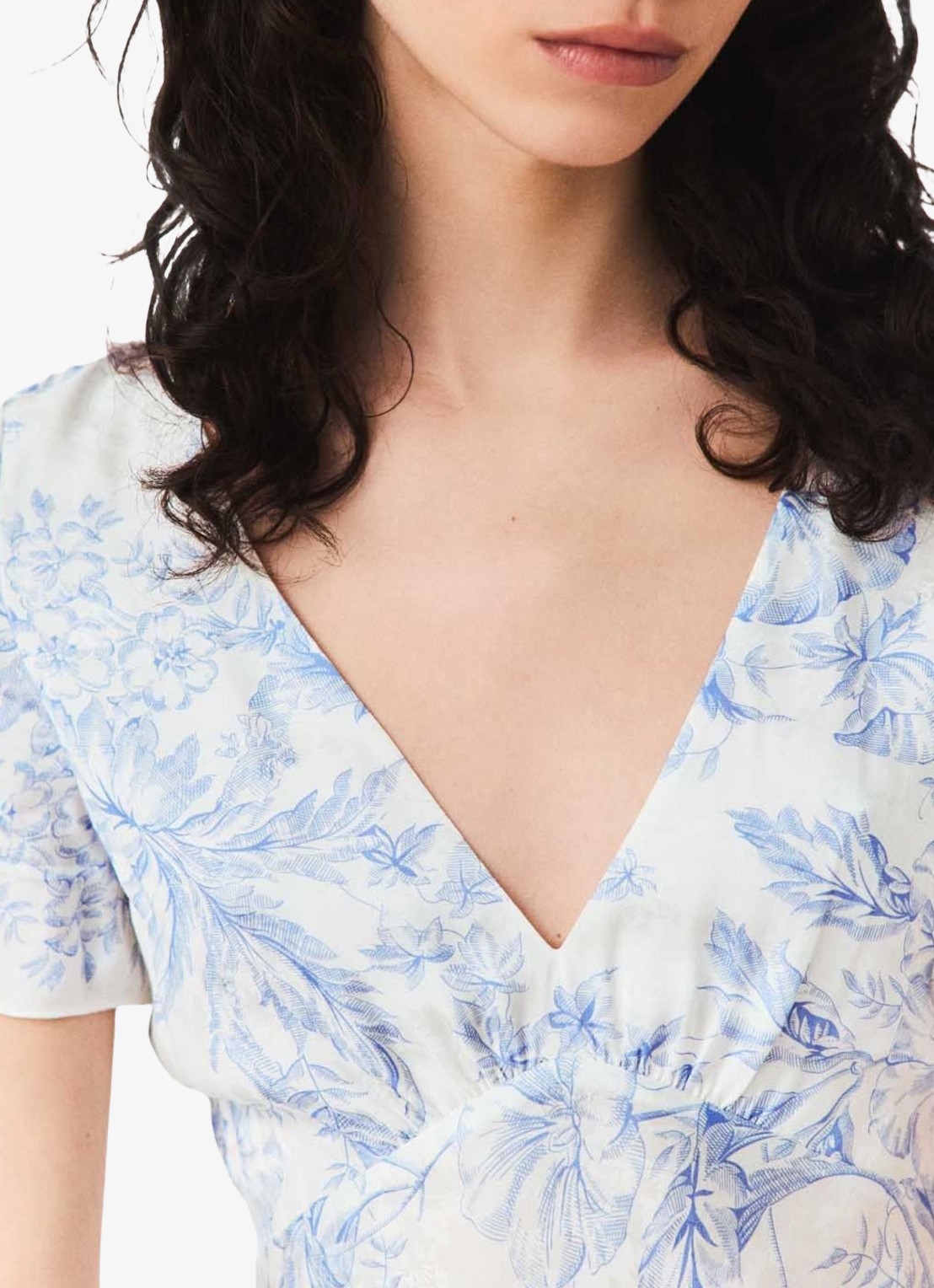 Maje Maxi jurk met V-hals en print - detail 6 blauw