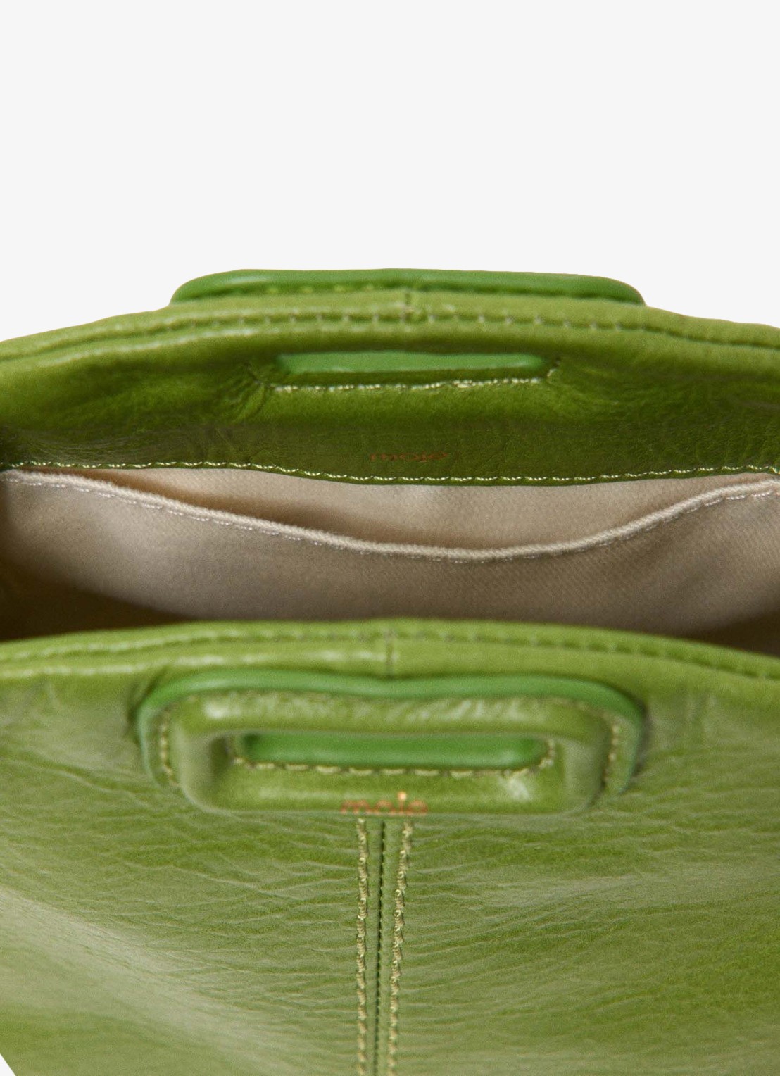 Maje Micro Miss M schoudertas van leer met franjes - detail 7 groen