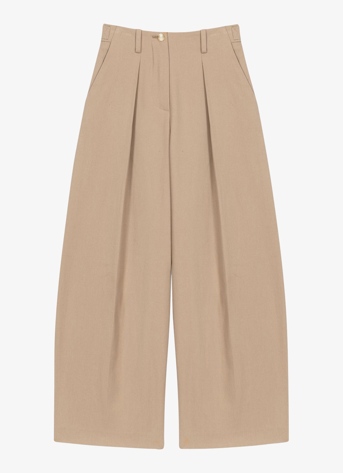 Maje Mid waist wide fit pantalon met steekzakken - voorkant 2 beige
