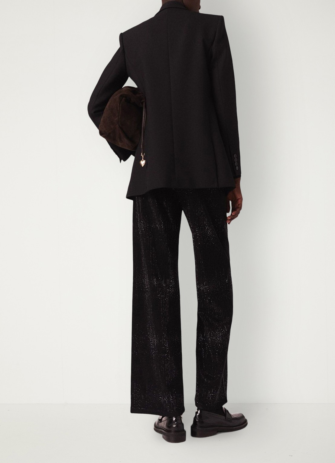 Maje Mid waist wide leg jeans met strass - achterkant jeans