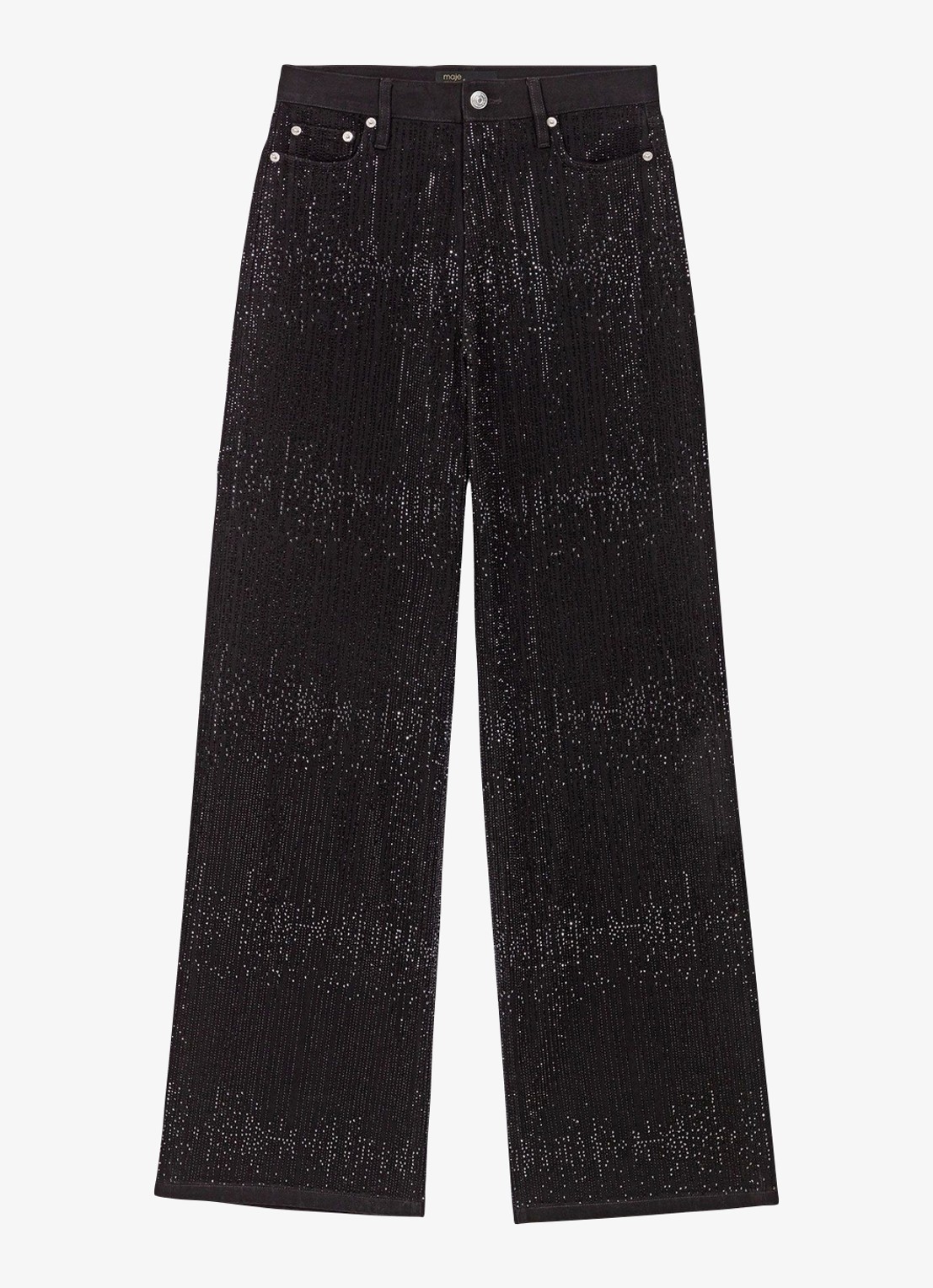 Maje Mid waist wide leg jeans met strass - voorkant 5 jeans