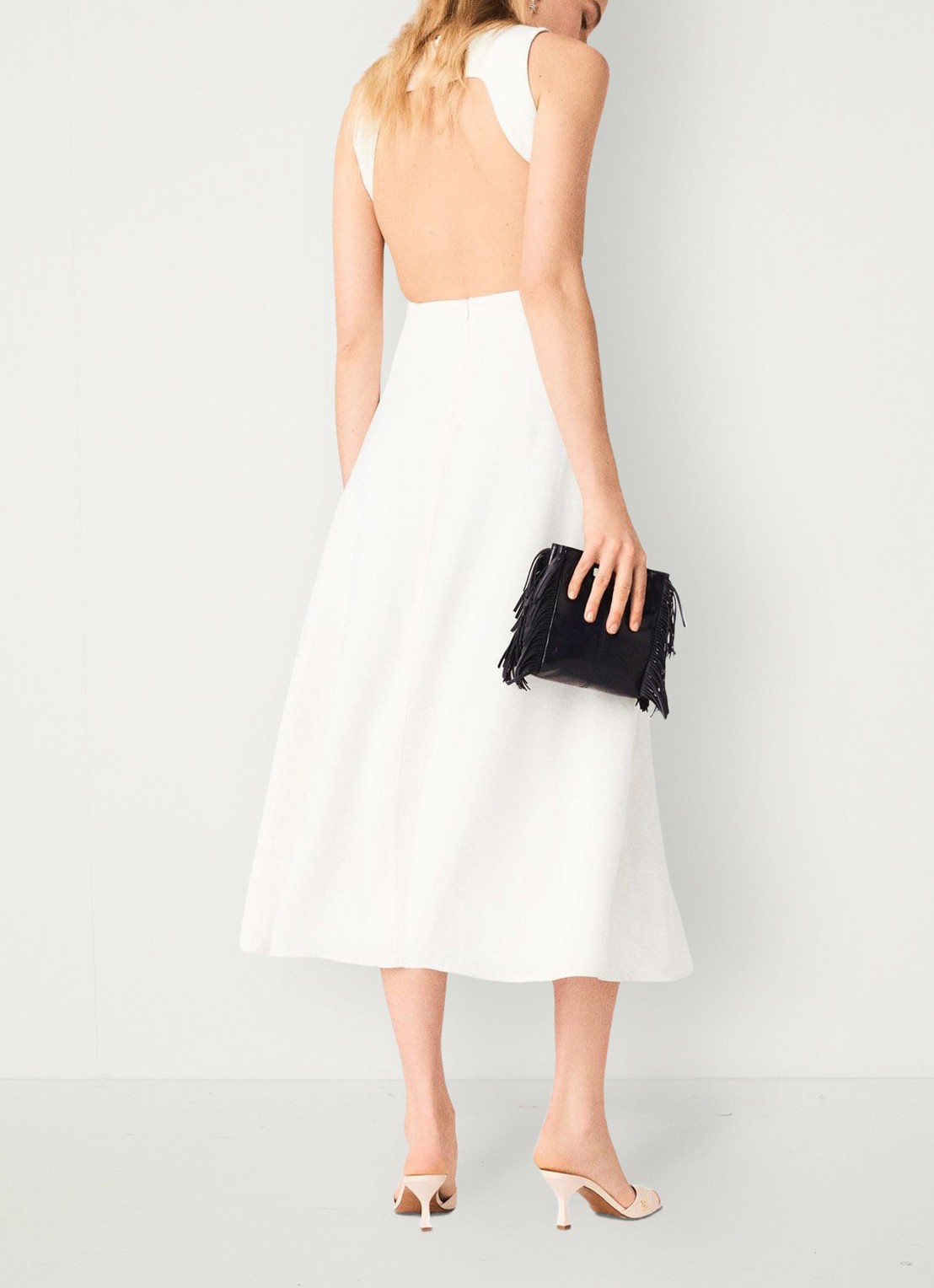 Maje Midi jurk met cut out detail - achterkant 6 wit