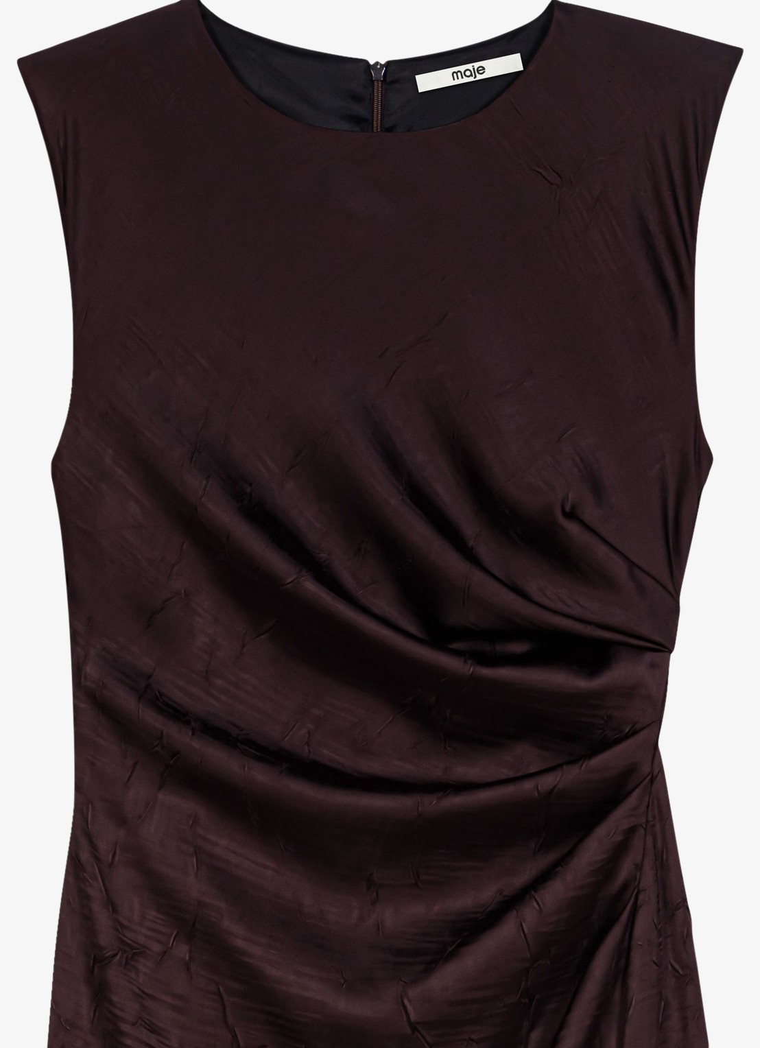 Maje Midi jurk met gedrapeerd detail - detail brown / bruin