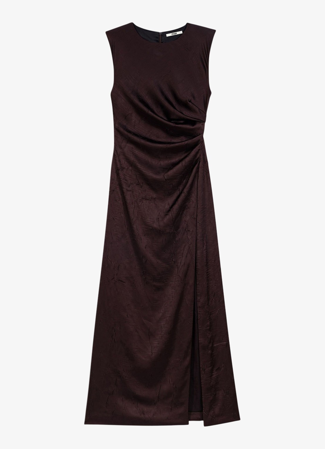 Maje Midi jurk met gedrapeerd detail - voorkant 2 brown / bruin