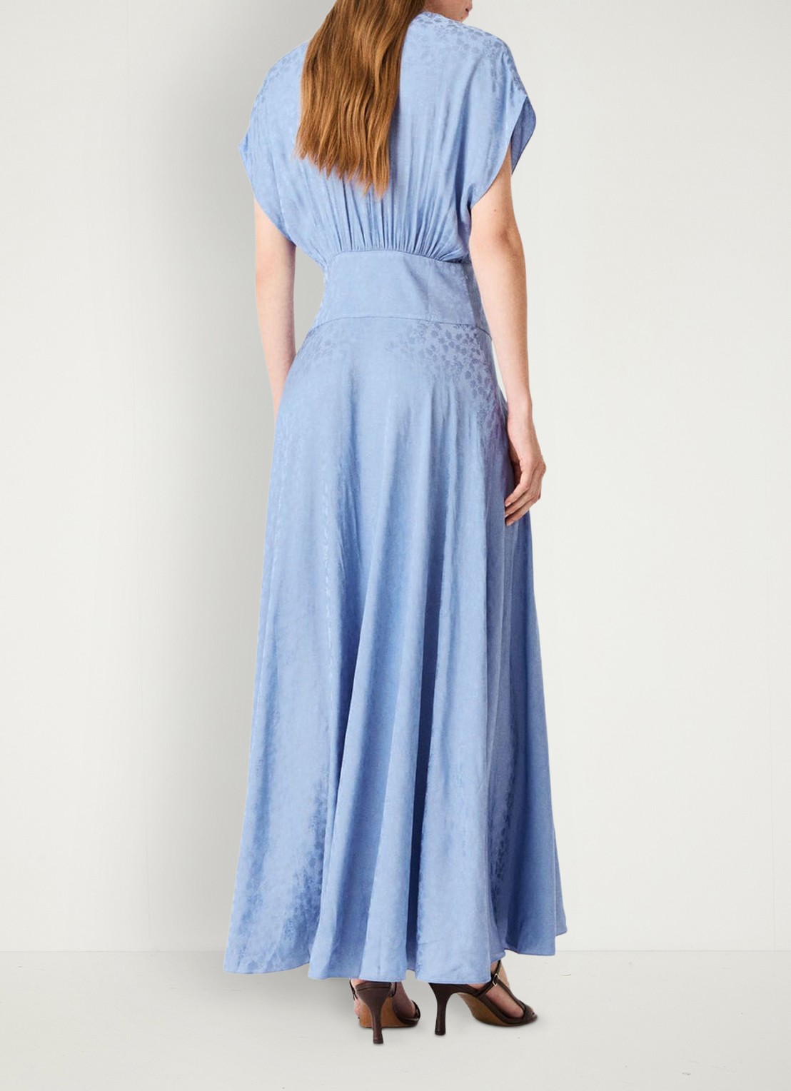 Maje Midi jurk met jacquarddessin - achterkant 8 light blue / lichtblauw