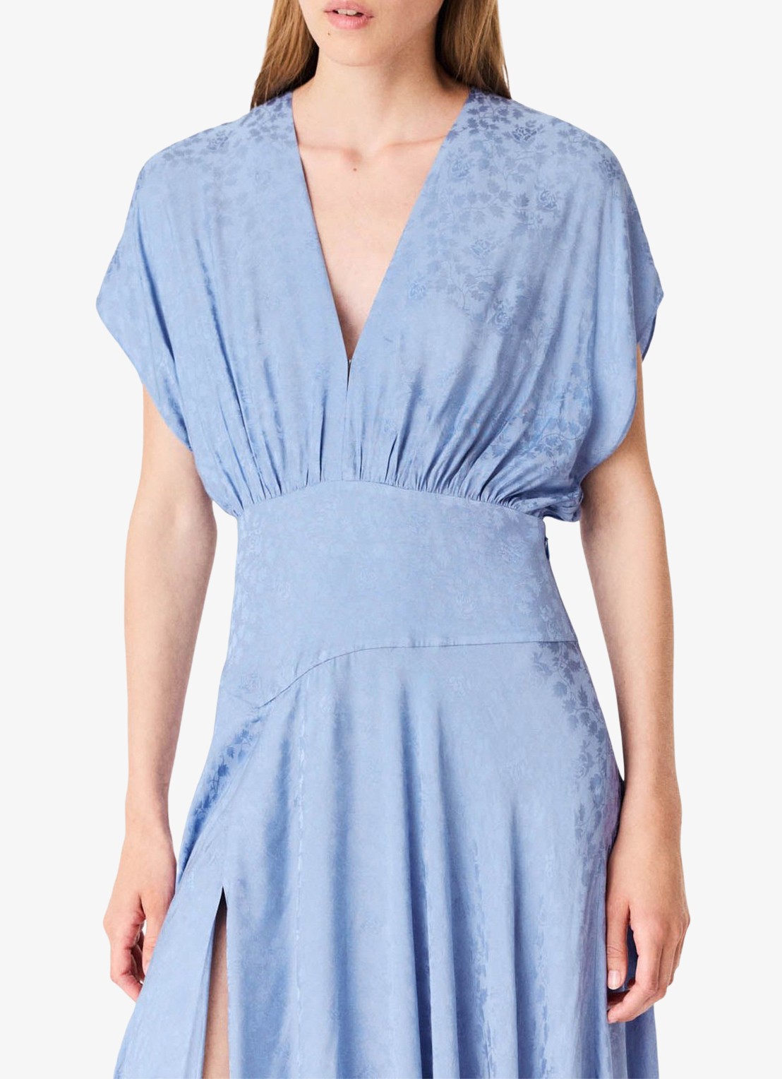 Maje Midi jurk met jacquarddessin - detail light blue / lichtblauw