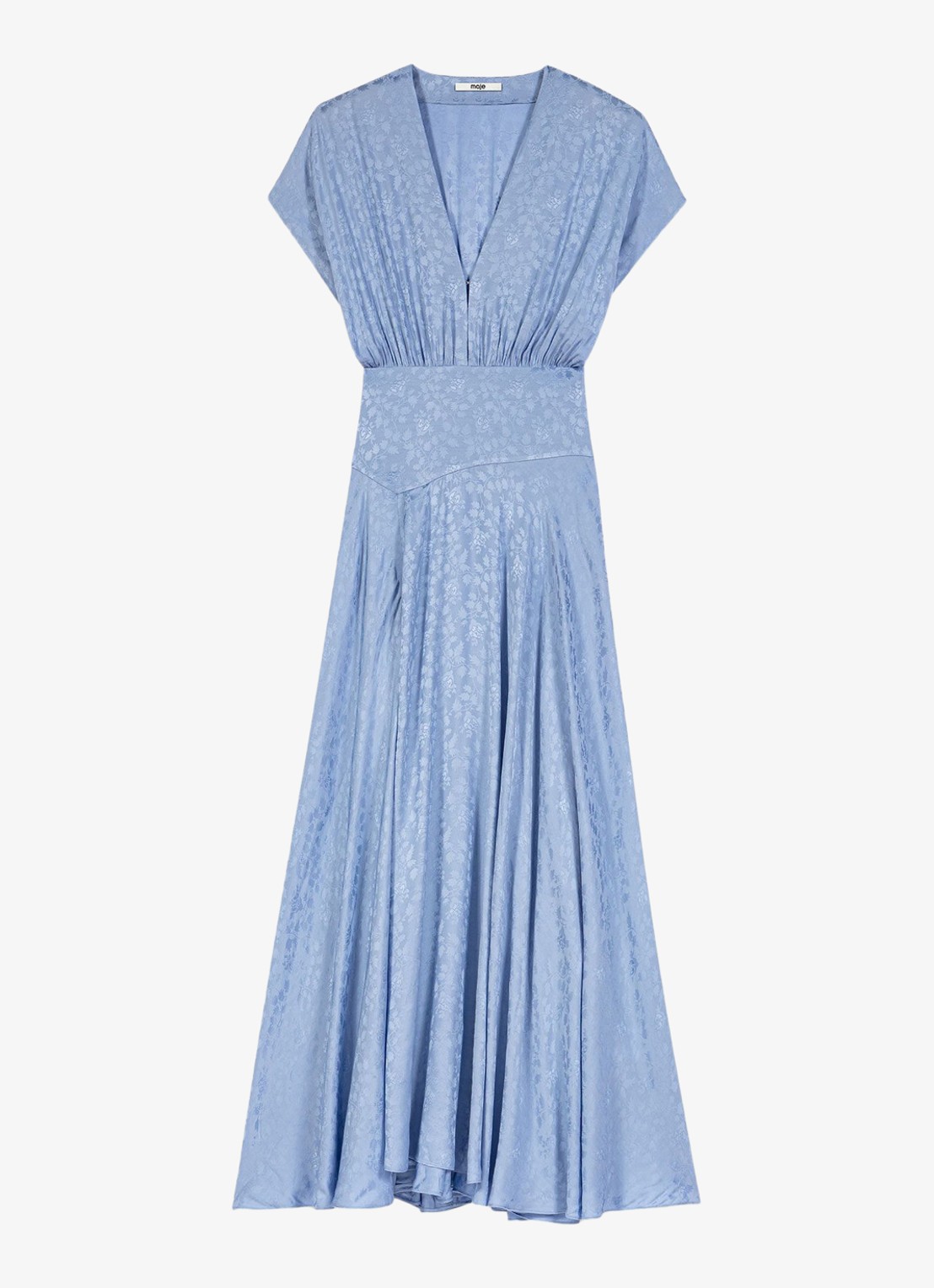 Maje Midi jurk met jacquarddessin - voorkant 6 light blue / lichtblauw