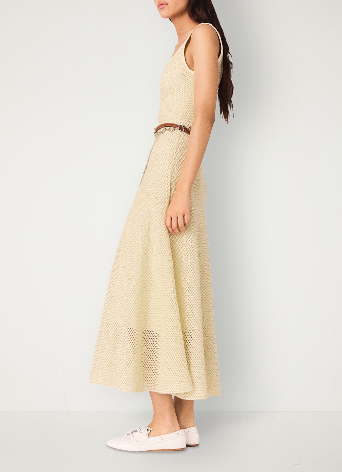 Maje Midi jurk met pailletten - detail 5 geel
