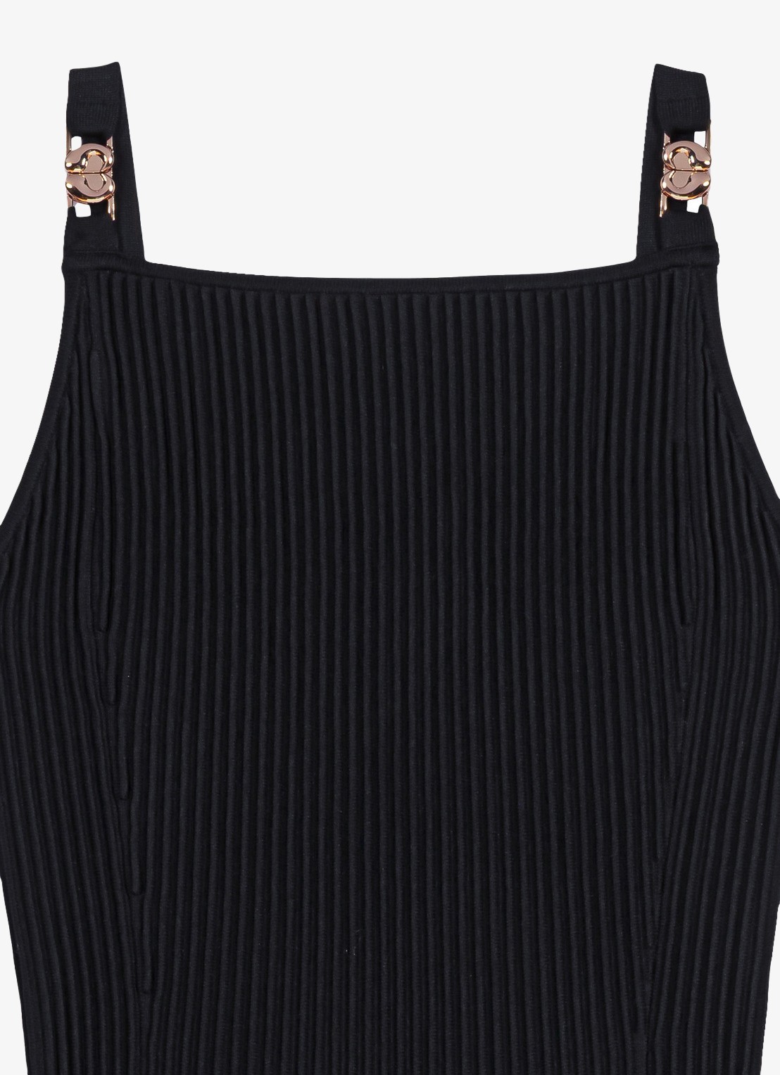 Maje Midi jurk met ribstructuur - detail 2 zwart