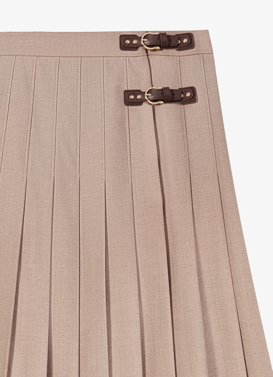Maje Midi rok in wolblend met plissé  - detail 5 beige