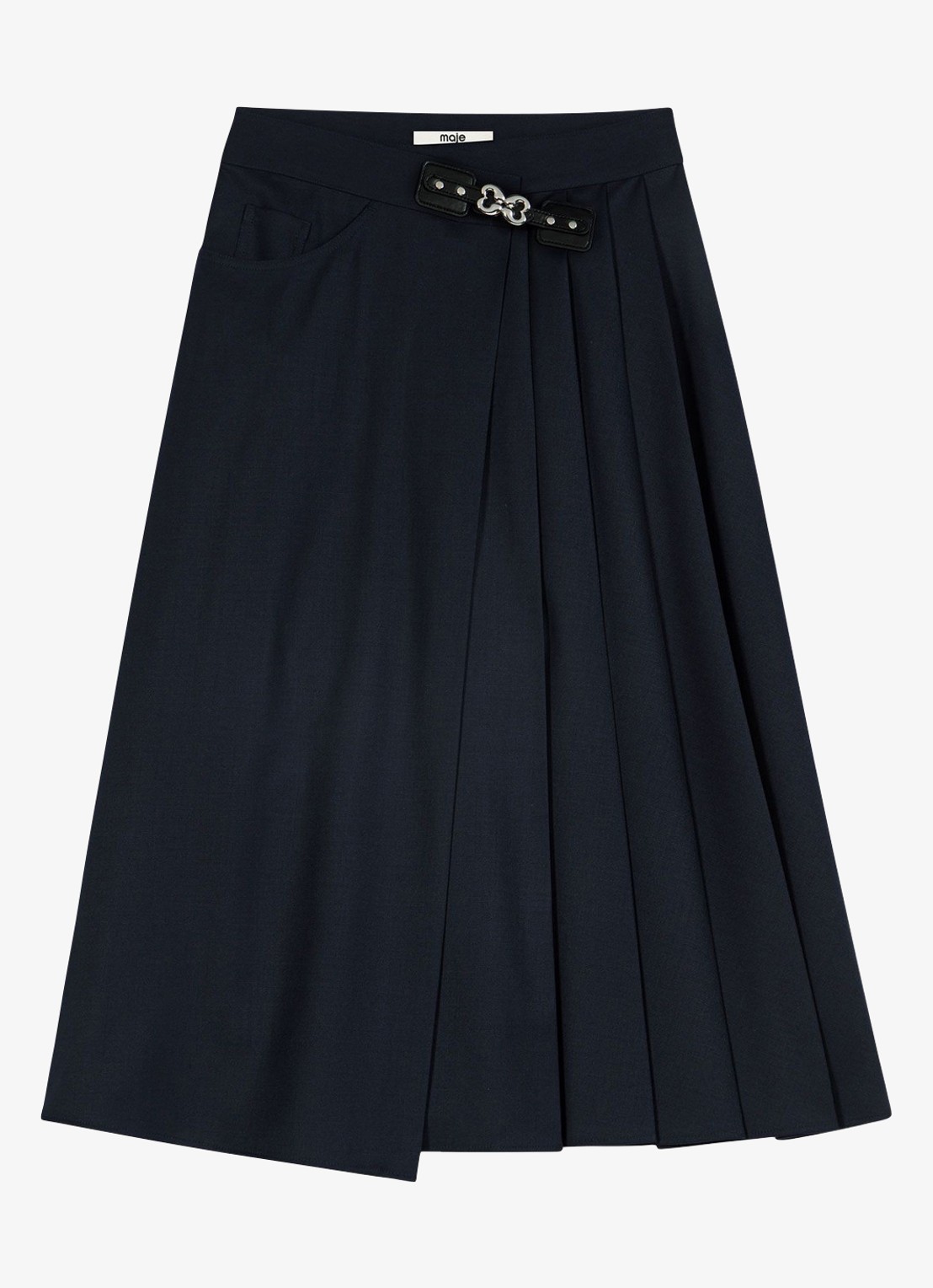 Maje Midi rok met kettingdetail - voorkant 2 donkerblauw