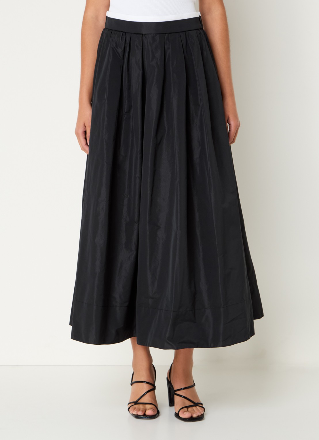 Maje Midi rok met plooidetail - detail zwart