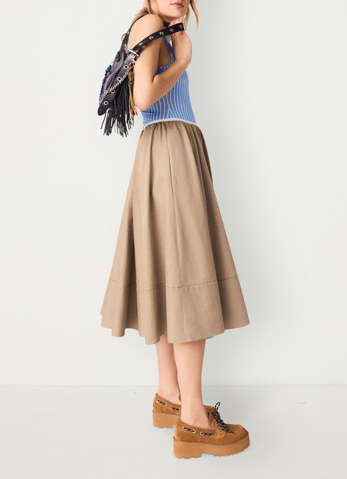 Maje Midi rok met plooien en steekzakken - detail 3 beige