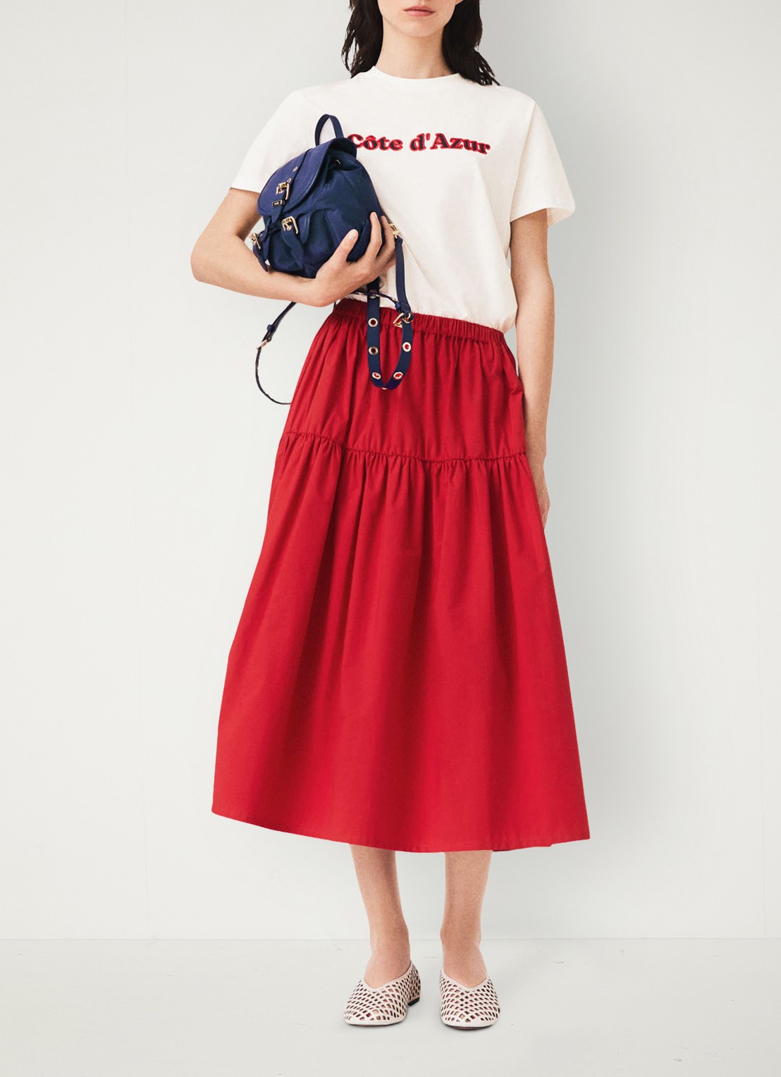 Maje Midi rok met plooien - detail 5 rood