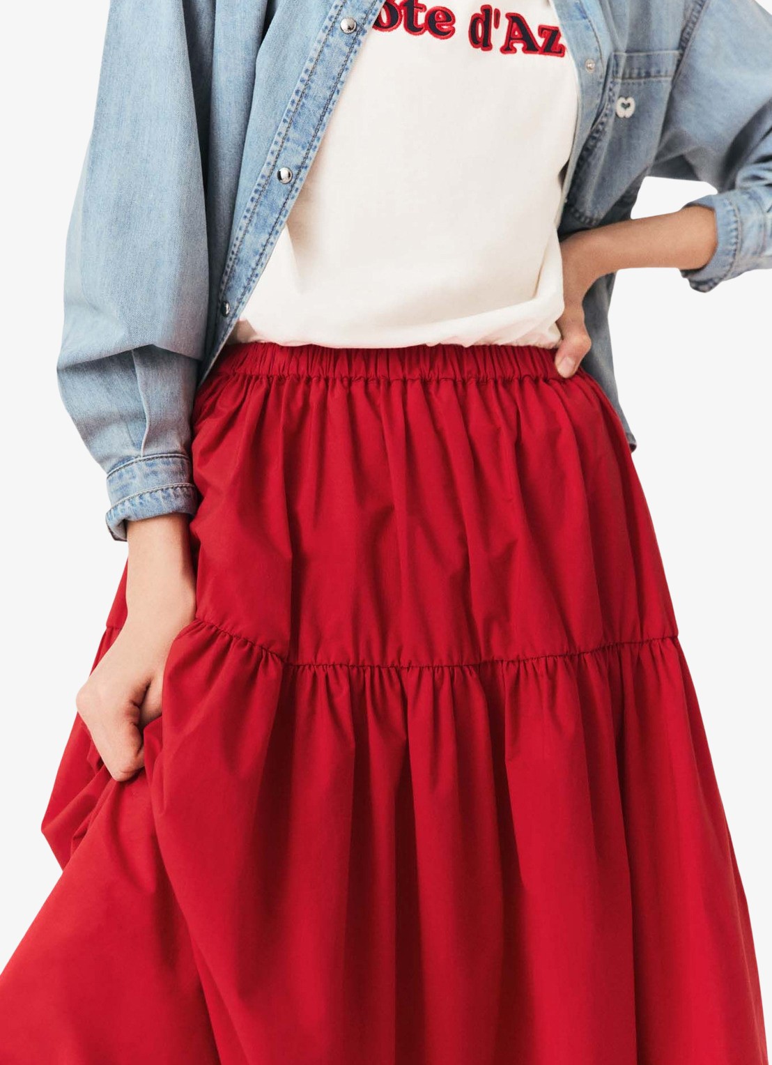 Maje Midi rok met plooien - detail 7 rood