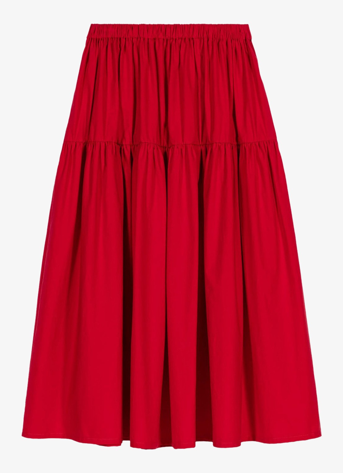 Maje Midi rok met plooien - voorkant rood