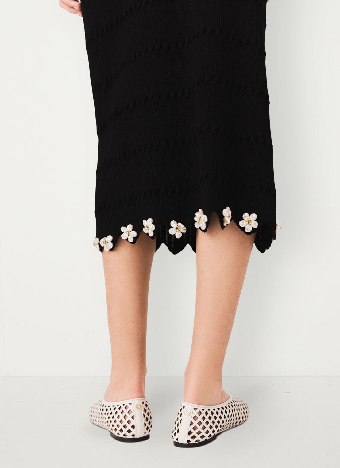 Maje Midi rok met sierknopen - detail 4 zwart