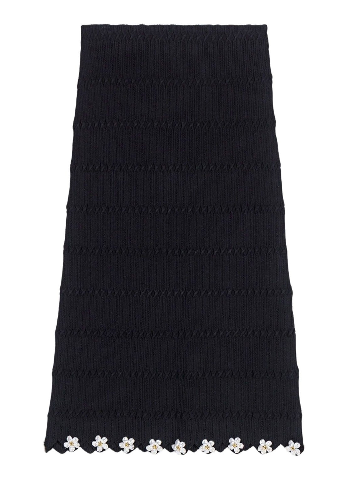 Maje Midi rok met sierknopen - voorkant 7 zwart