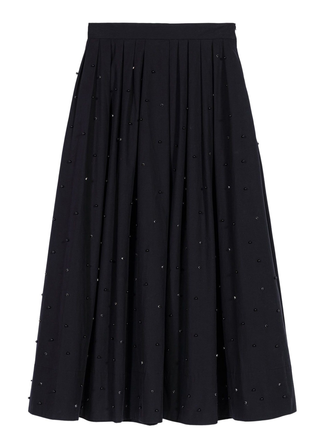 Maje Midi rok met strass en steekzakken - voorkant zwart