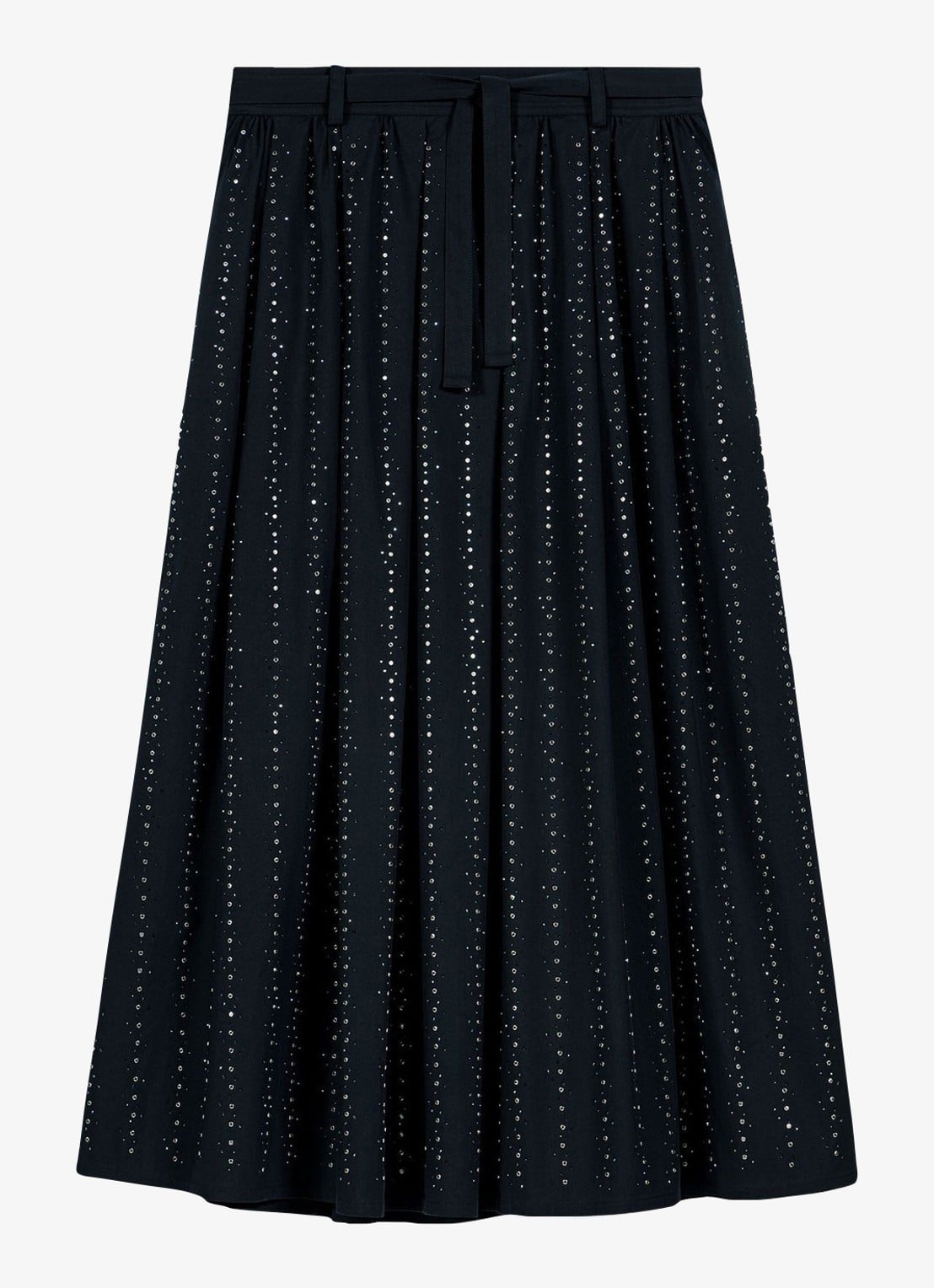 Maje midi-rok met strassdetails en afneembare strikceintuur - voorkant 7 donkerblauw