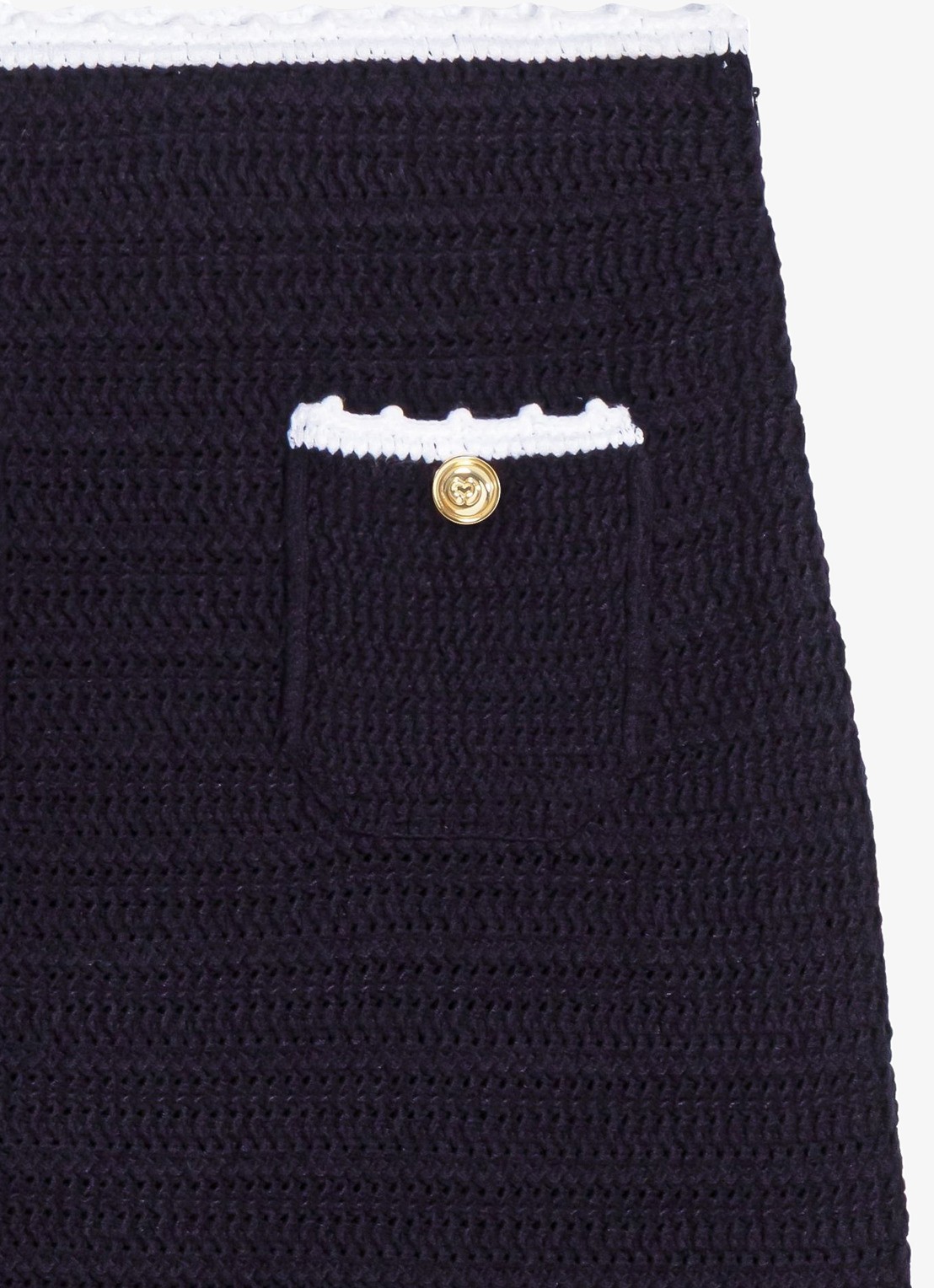 Maje Midi rok van crochet - detail 5 donkerblauw