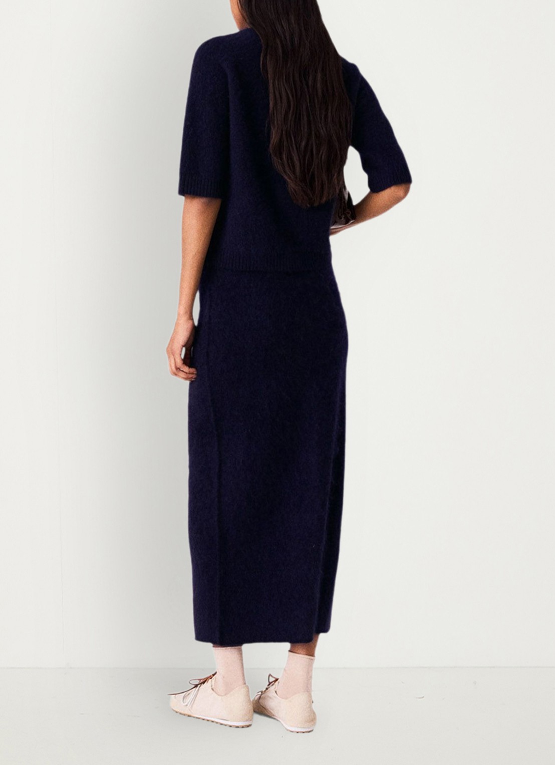 Maje Midi rok van wol - achterkant 6 donkerblauw