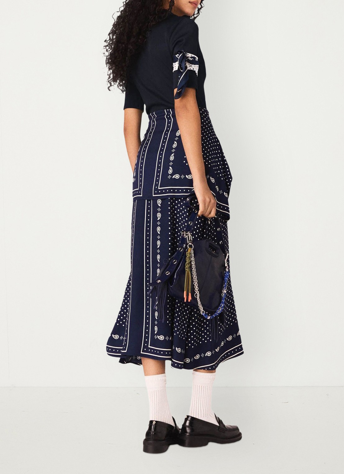 Maje Midi tuniekjurk met polokraag - achterkant donkerblauw