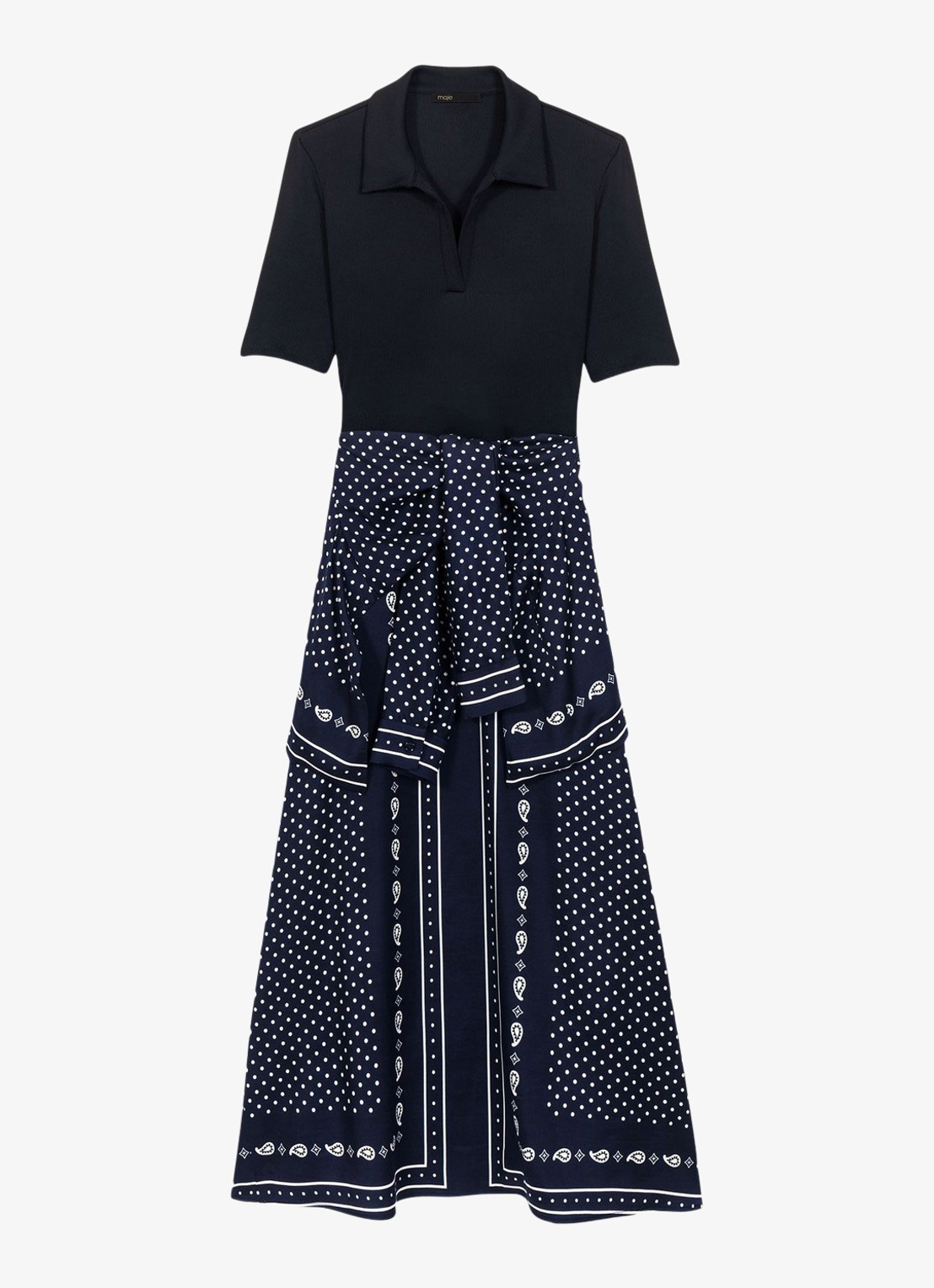 Maje Midi tuniekjurk met polokraag - voorkant 2 donkerblauw