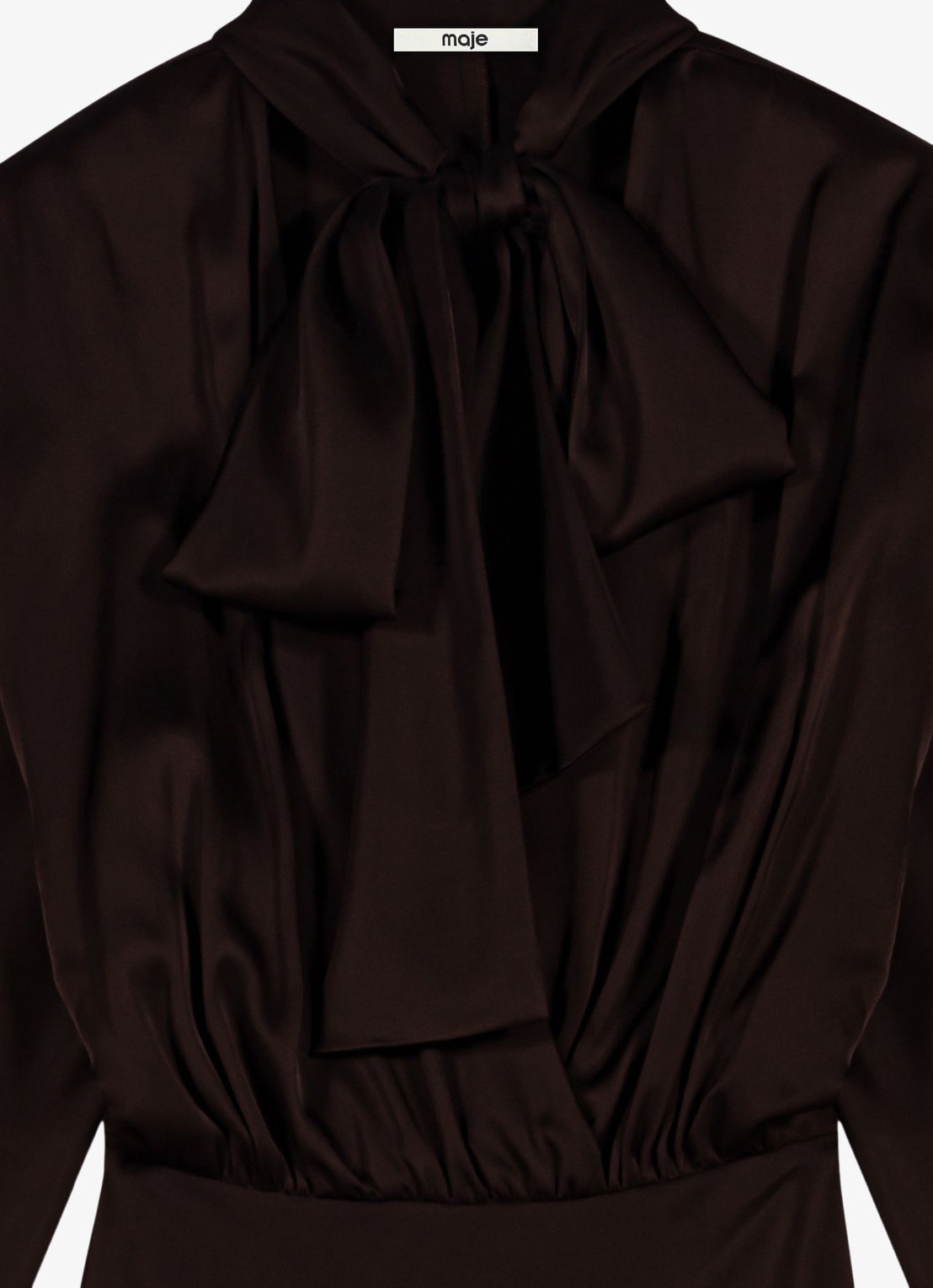 Maje Midi tuniekjurk van satijn met asymmetrische zoom  - detail 8 donkerbruin
