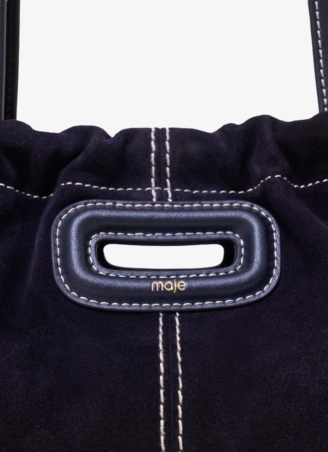 Maje Milpli Gazette tas van getikte suède - detail marineblauw