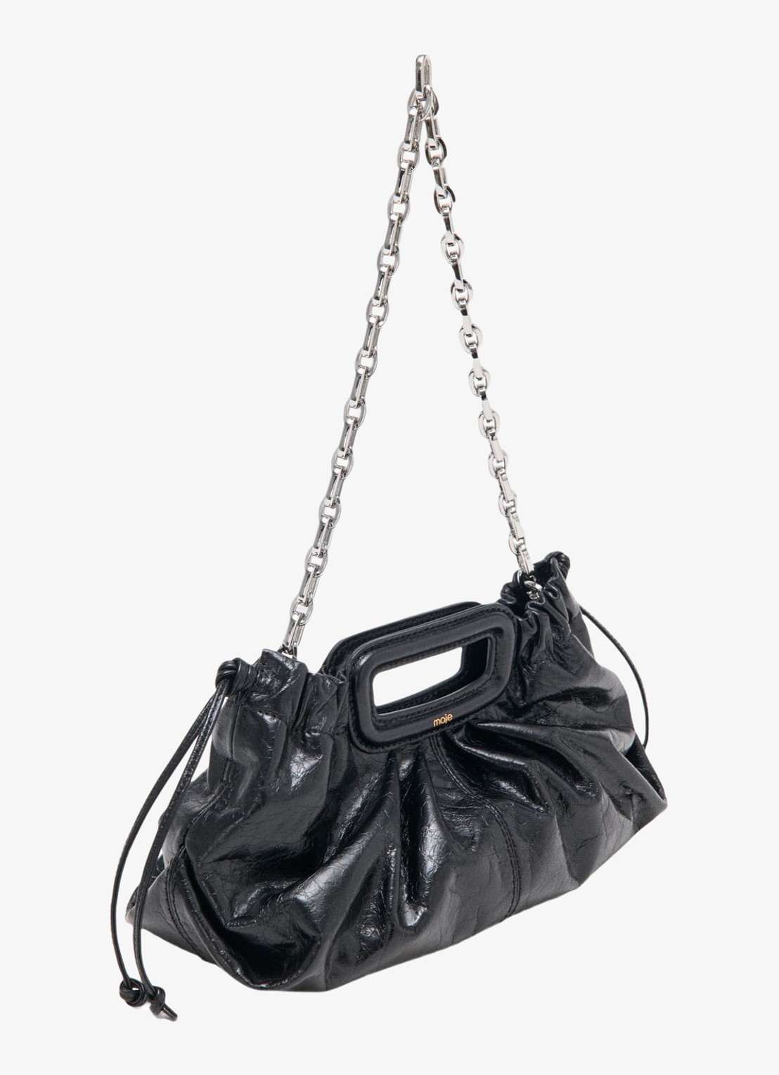 Maje Milpli handtas van leer met afneembare schouderriem - detail 2 jeans