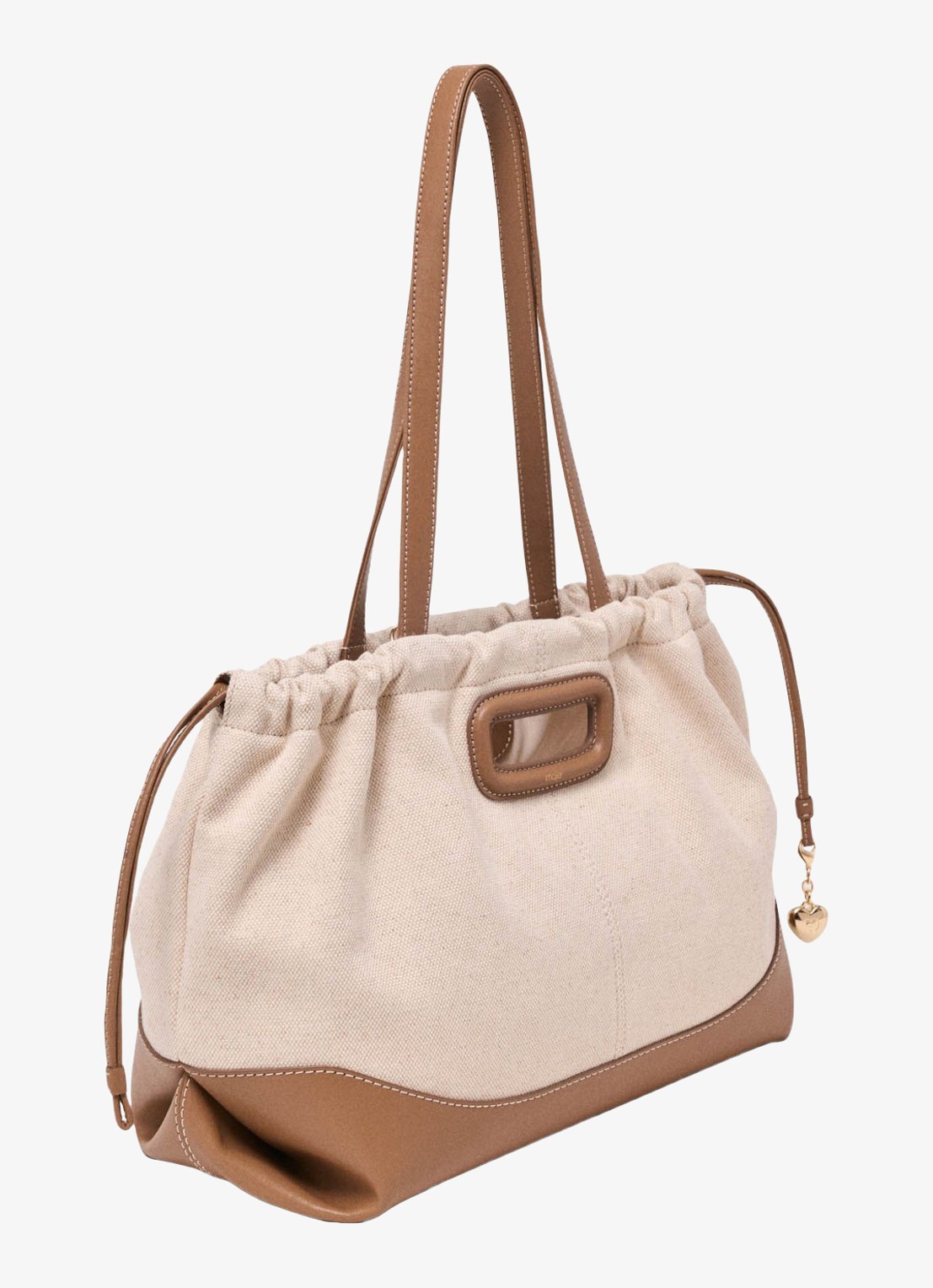 Maje Milpli tote bag van canvas en leer - detail 4 moca / wit