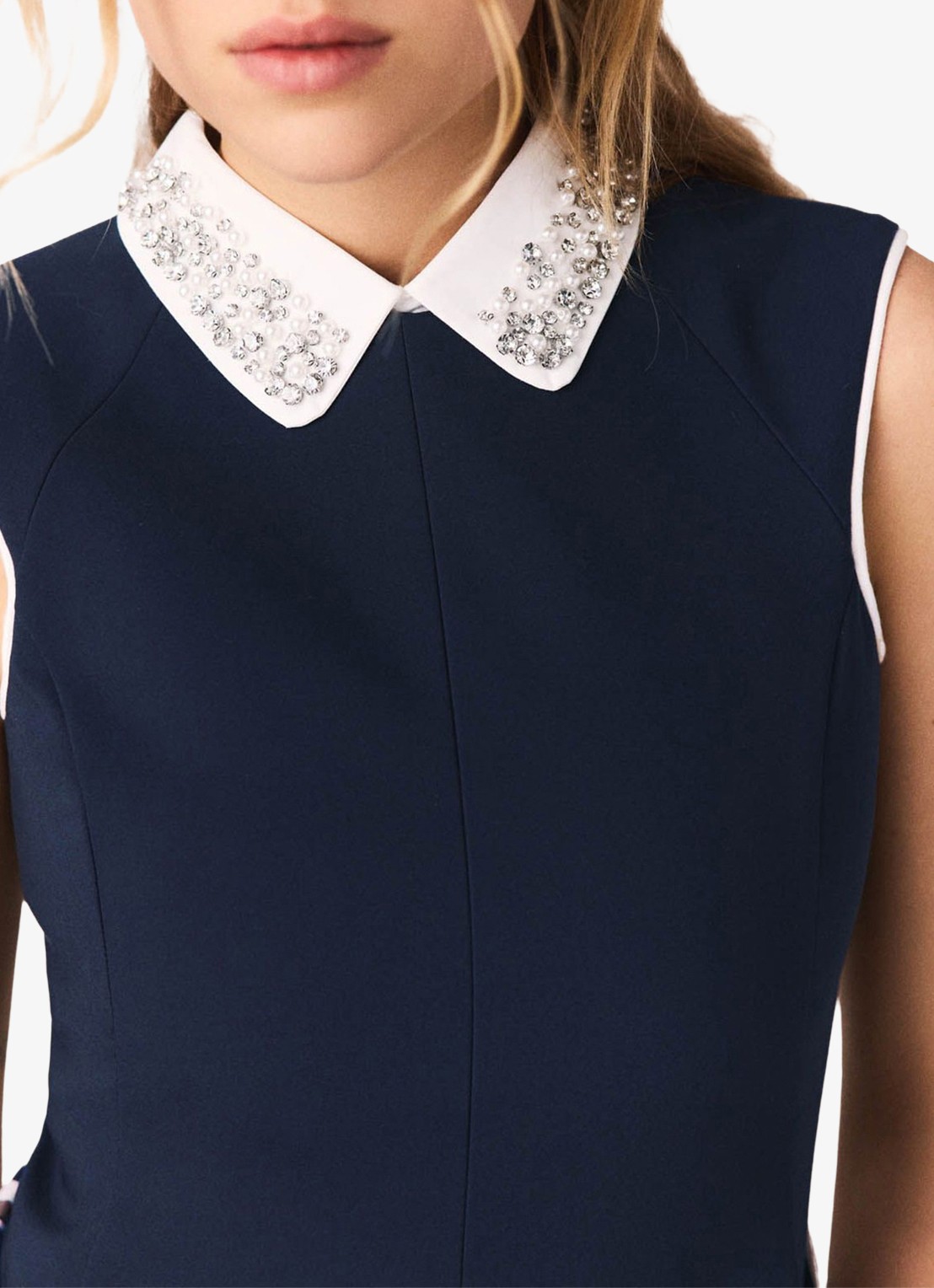 Maje Mini A-lijn jurk met afneembare kraag - detail 8 donkerblauw