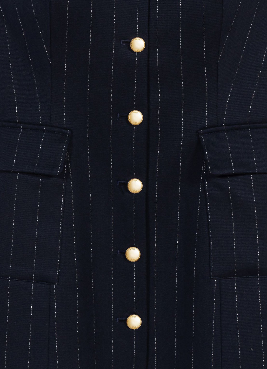 Maje Mini blazerjurk in wolblend met lurex en opgestikte zakken - detail 7 donkerblauw