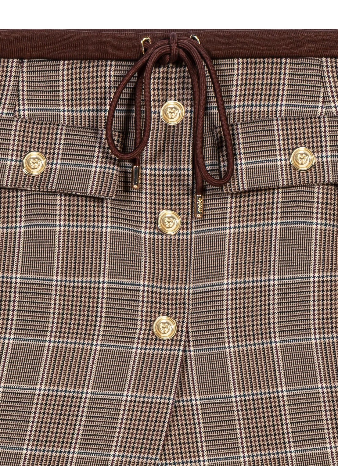Maje Mini broekrok in wolblend met ruitdessin - detail 5 bruin