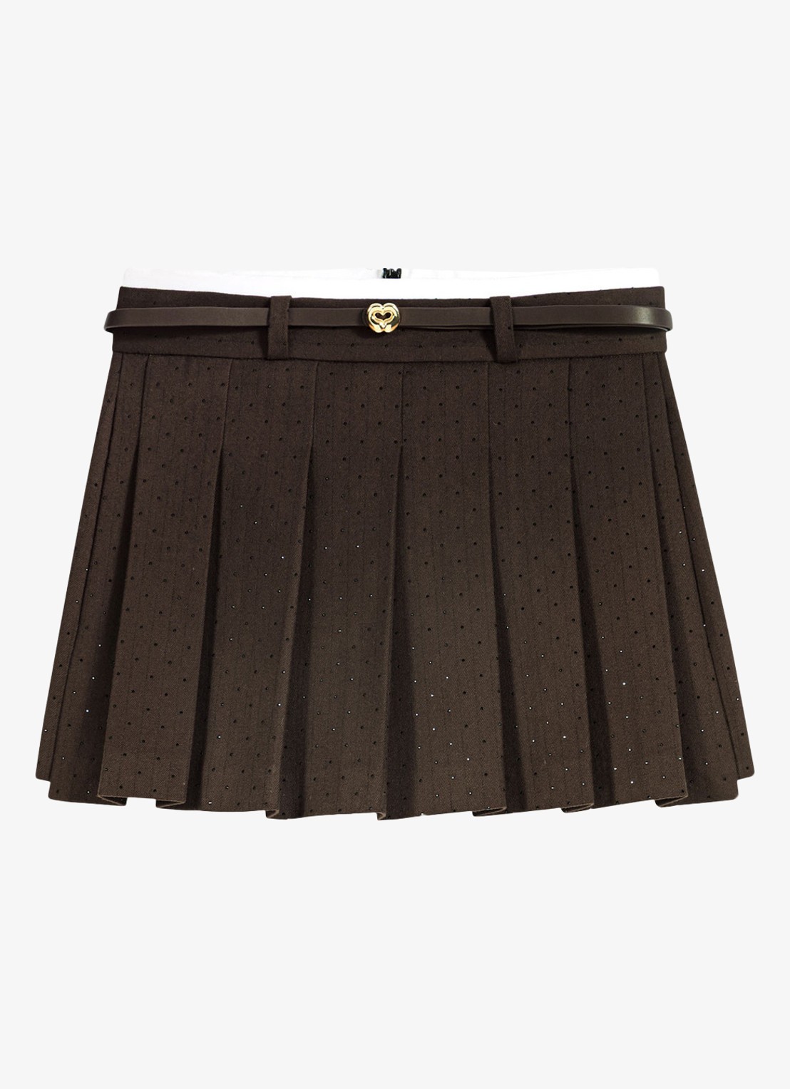 Maje Mini broekrok met strass en afneembare riem - voorkant 6 bruin