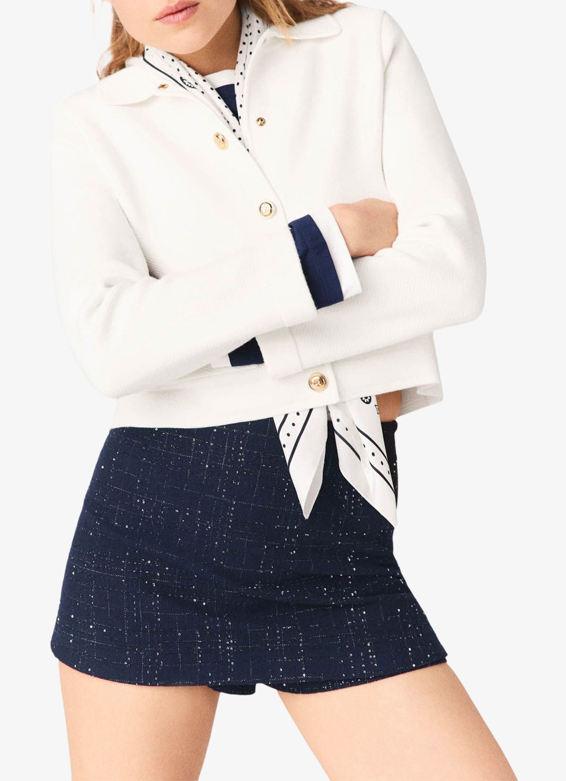 Maje Mini broekrok met strass - detail 6 donkerblauw
