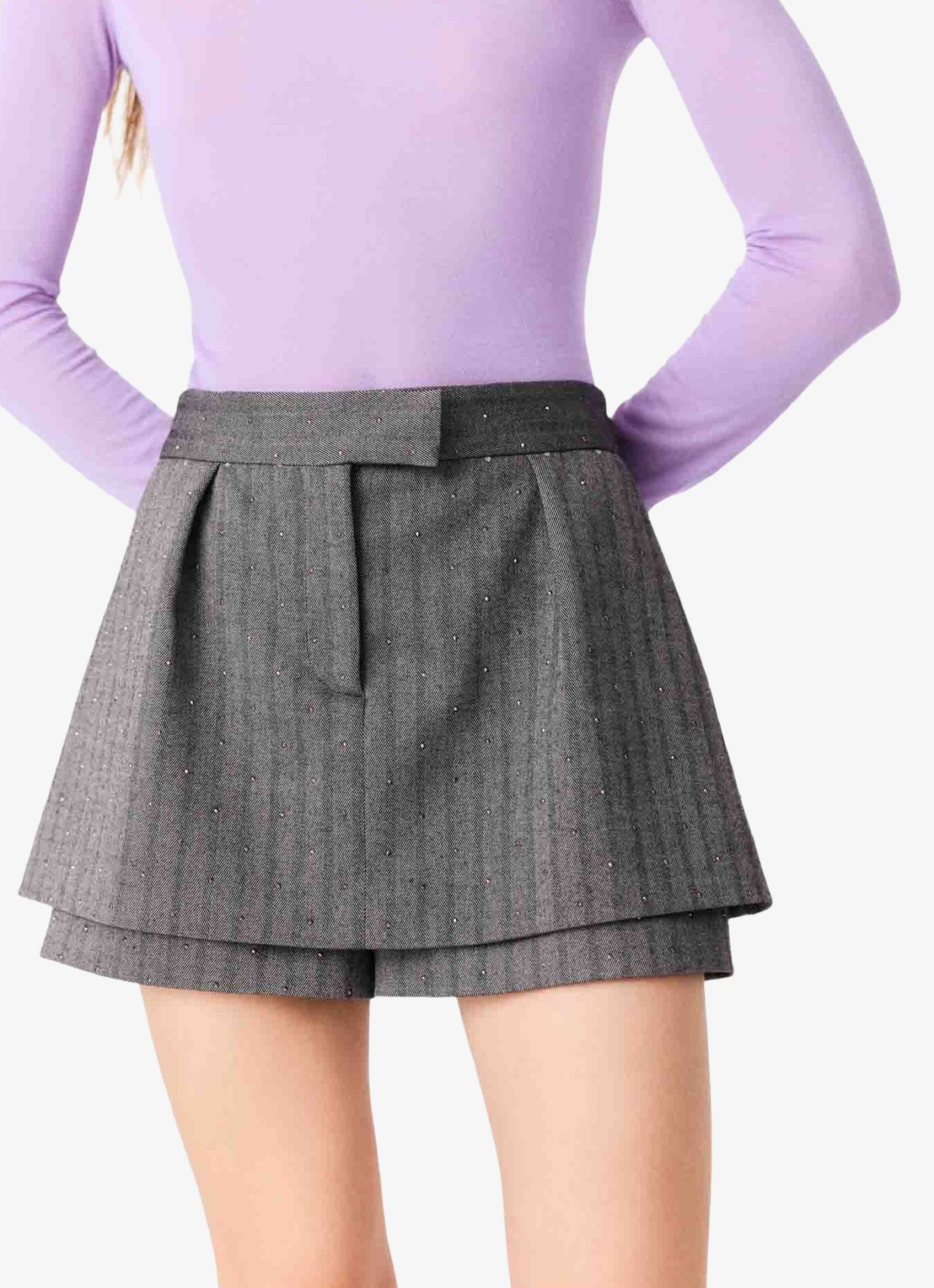 Maje Mini broekrok met strass - detail grijs