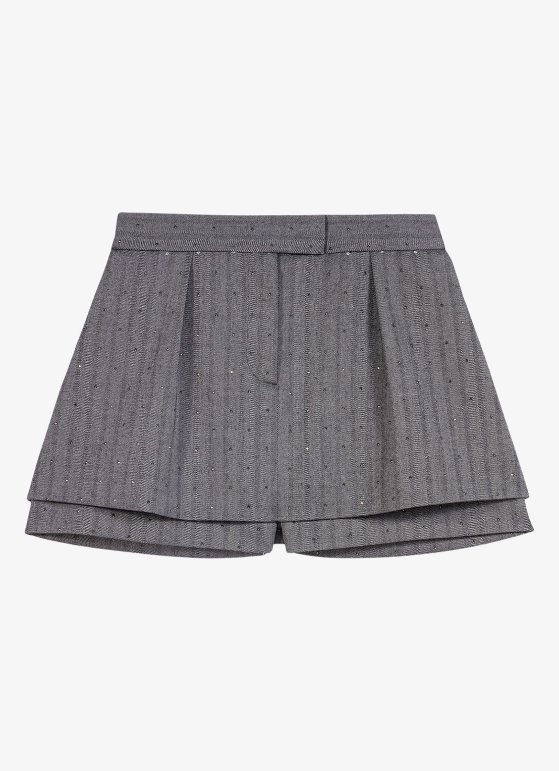 Maje Mini broekrok met strass - voorkant 7 grijs