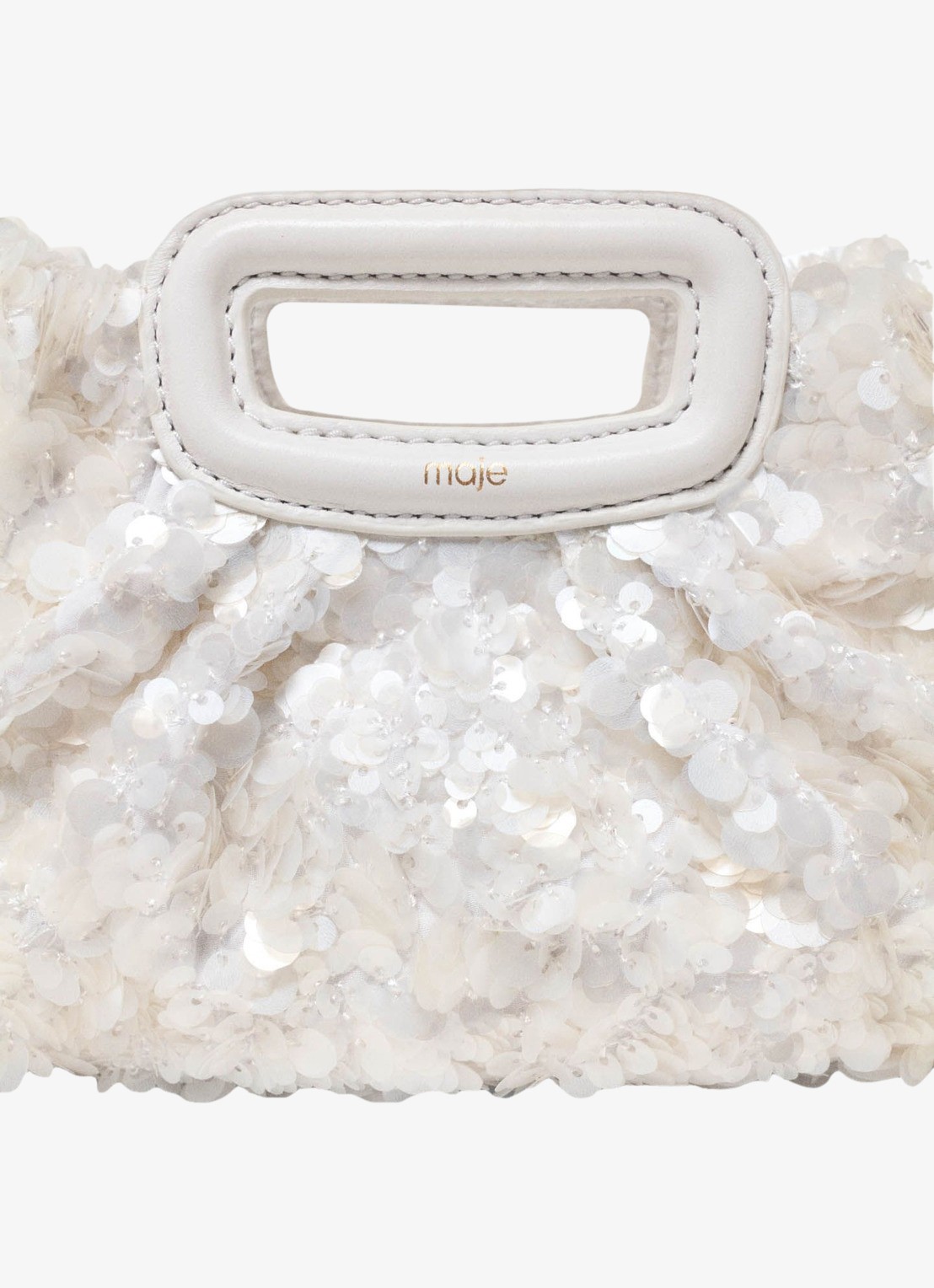 Maje Mini clutch met pailletten  - detail 2 wit