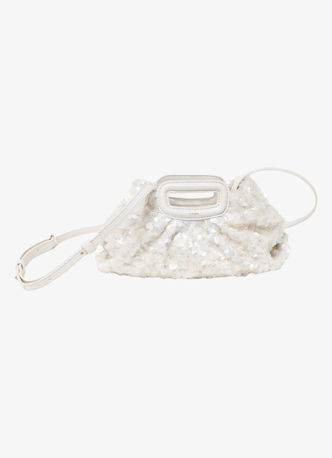 Maje Mini clutch met pailletten  - detail 3 wit