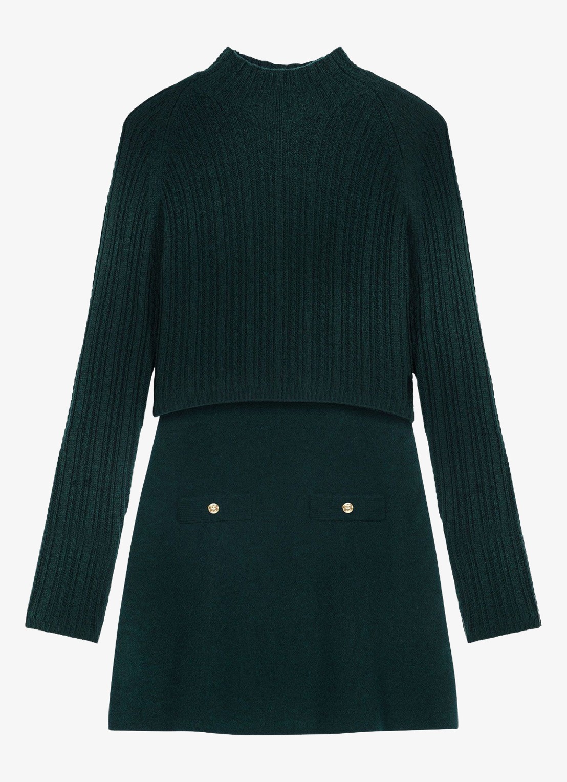 Maje Mini jurk met afneembare trui - detail 6 zeegroen