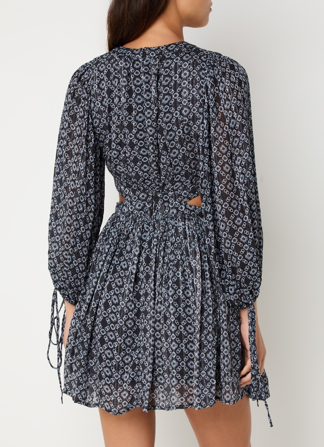 Maje Mini jurk met cut-out detail en lurex - achterkant 3 zwart