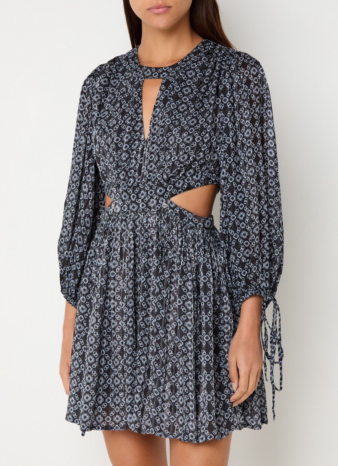 Maje Mini jurk met cut-out detail en lurex - detail 4 zwart