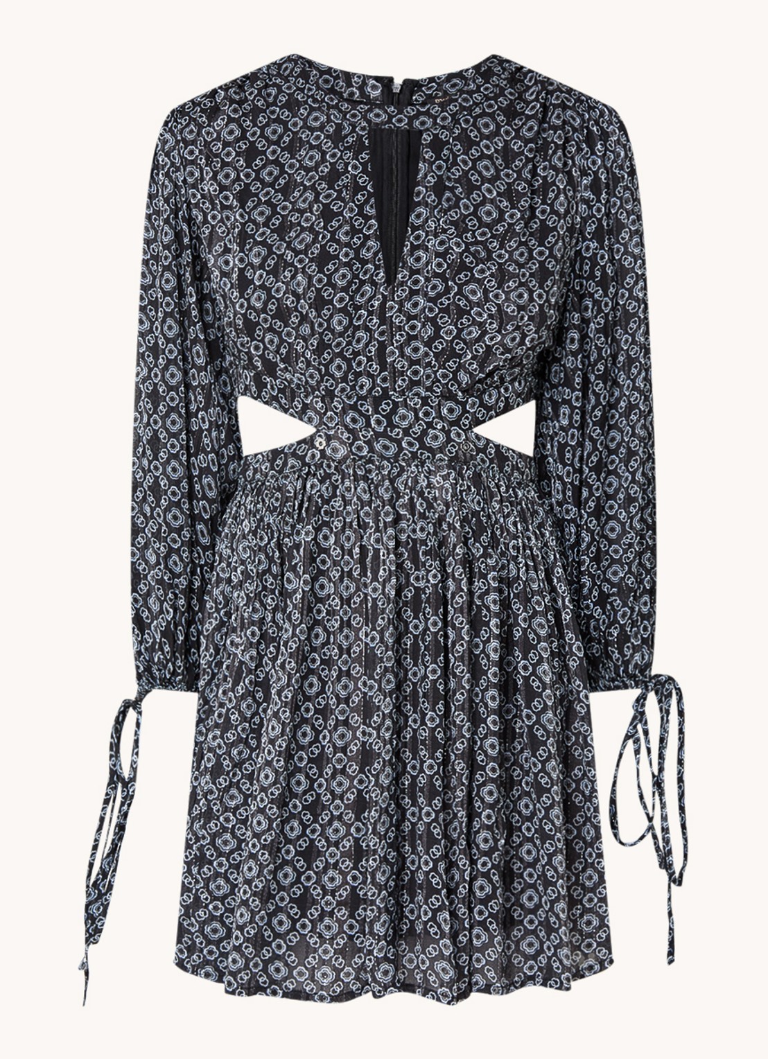Maje Mini jurk met cut-out detail en lurex - voorkant zwart