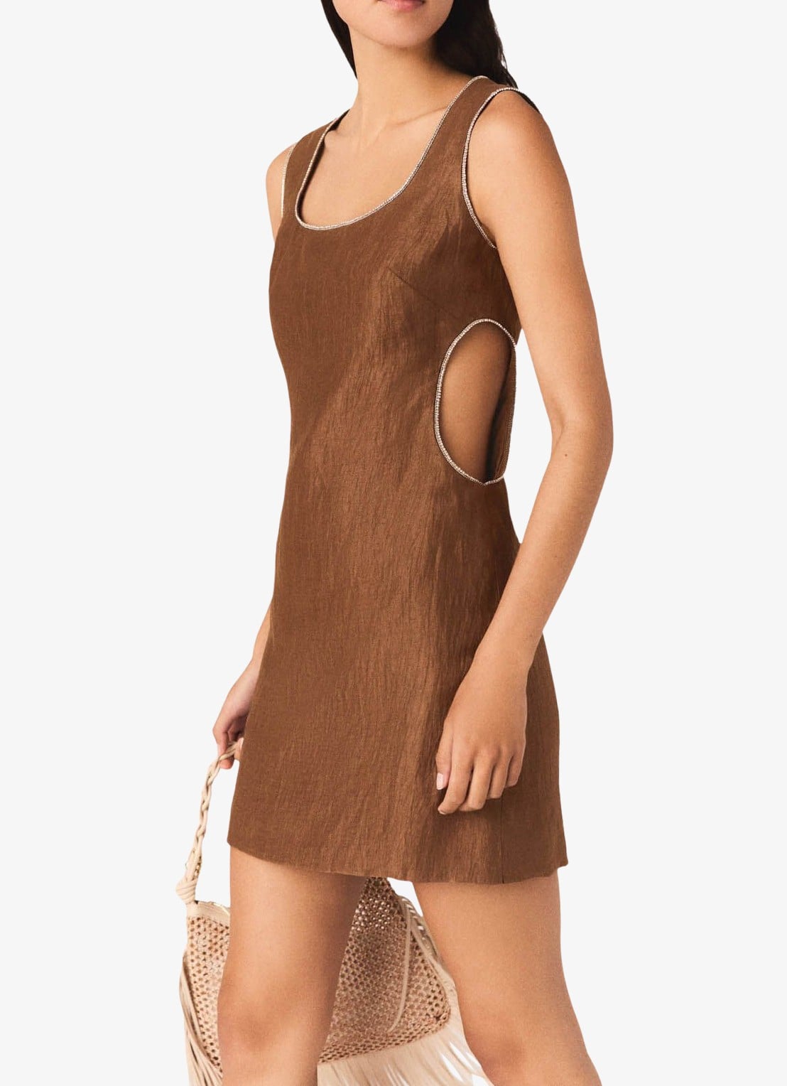 Maje Mini jurk met cut-out detail - detail 2 bruin